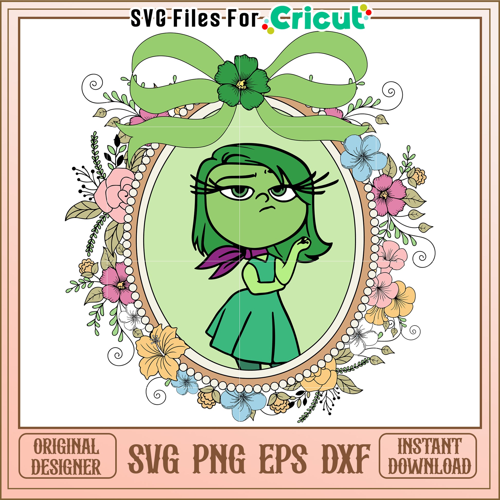 Disgust Floral Frame SVG Cut File