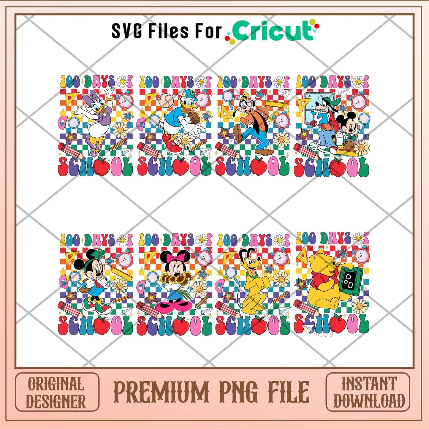 Disneyland 100 day of school PNG bundle for cricut