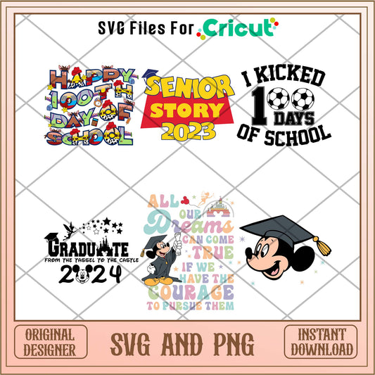 Disney 100 days of school svg bundle