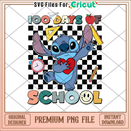 Disney 100 days of school smiley stitch png, stitch cute png