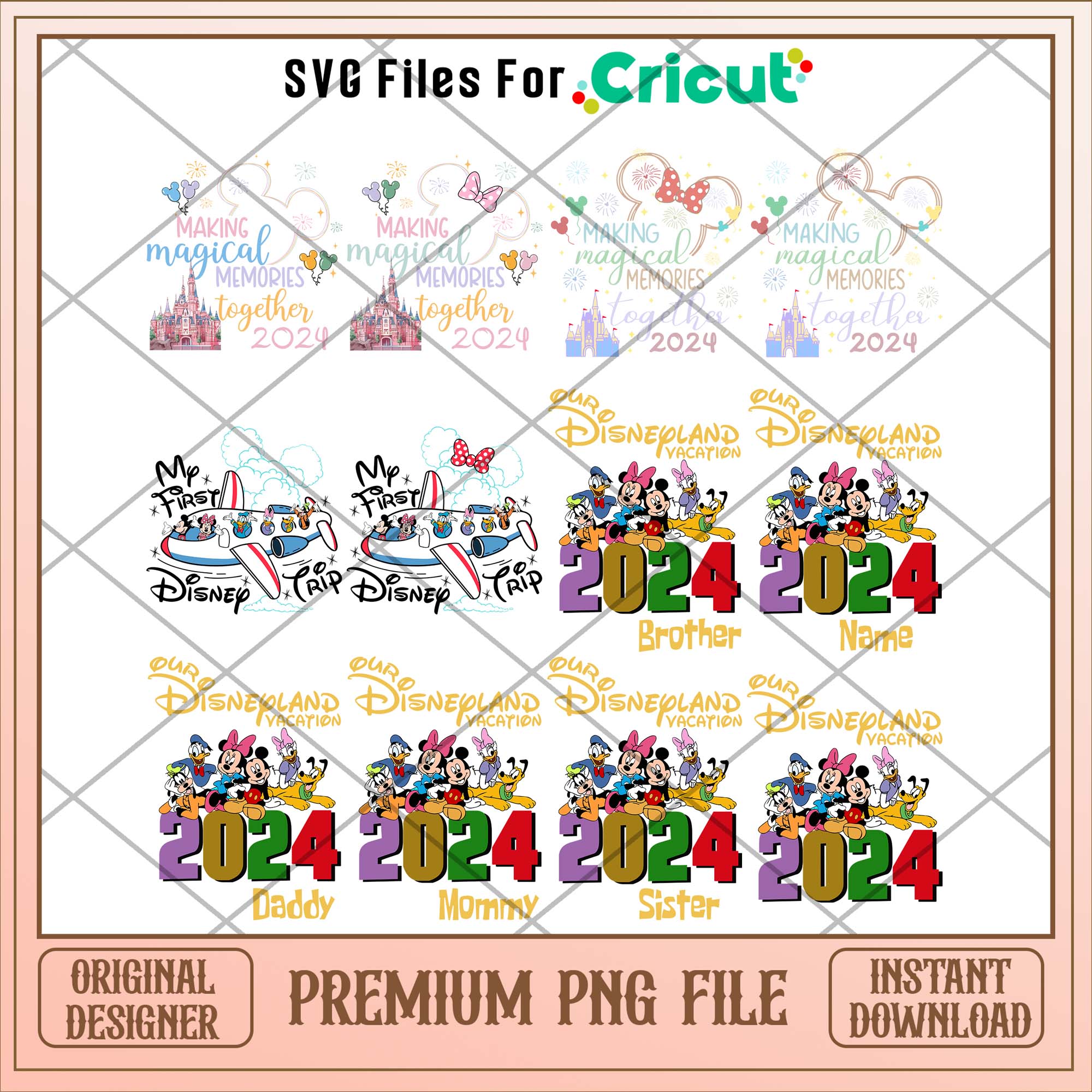 Disney family 2024 PNG bundle – svg files for cricut