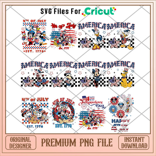 Disney friends America 4th of july png bundle