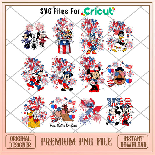 Disney friends 4th of july png bundle 