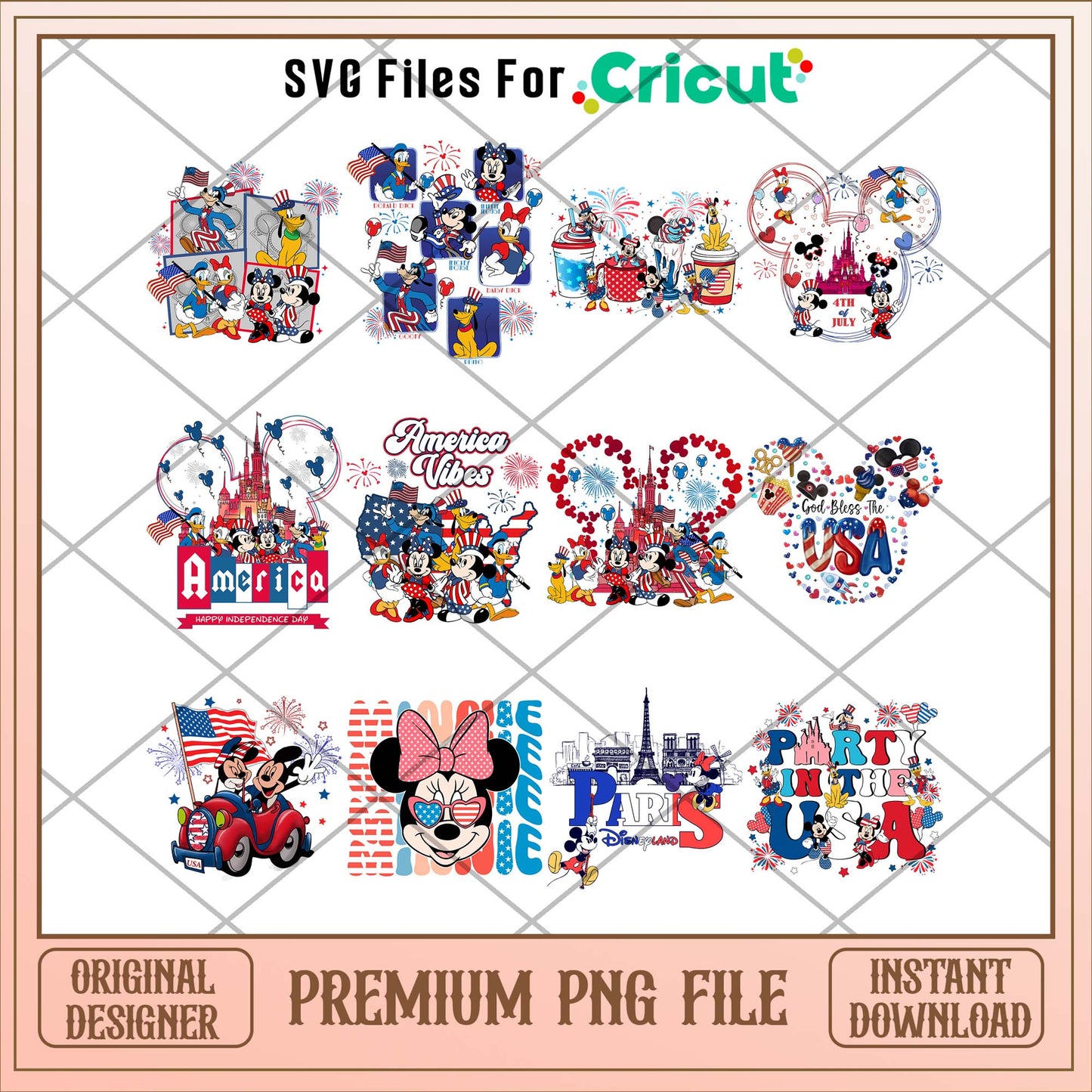 Disney 4th of july vibes png bundle 