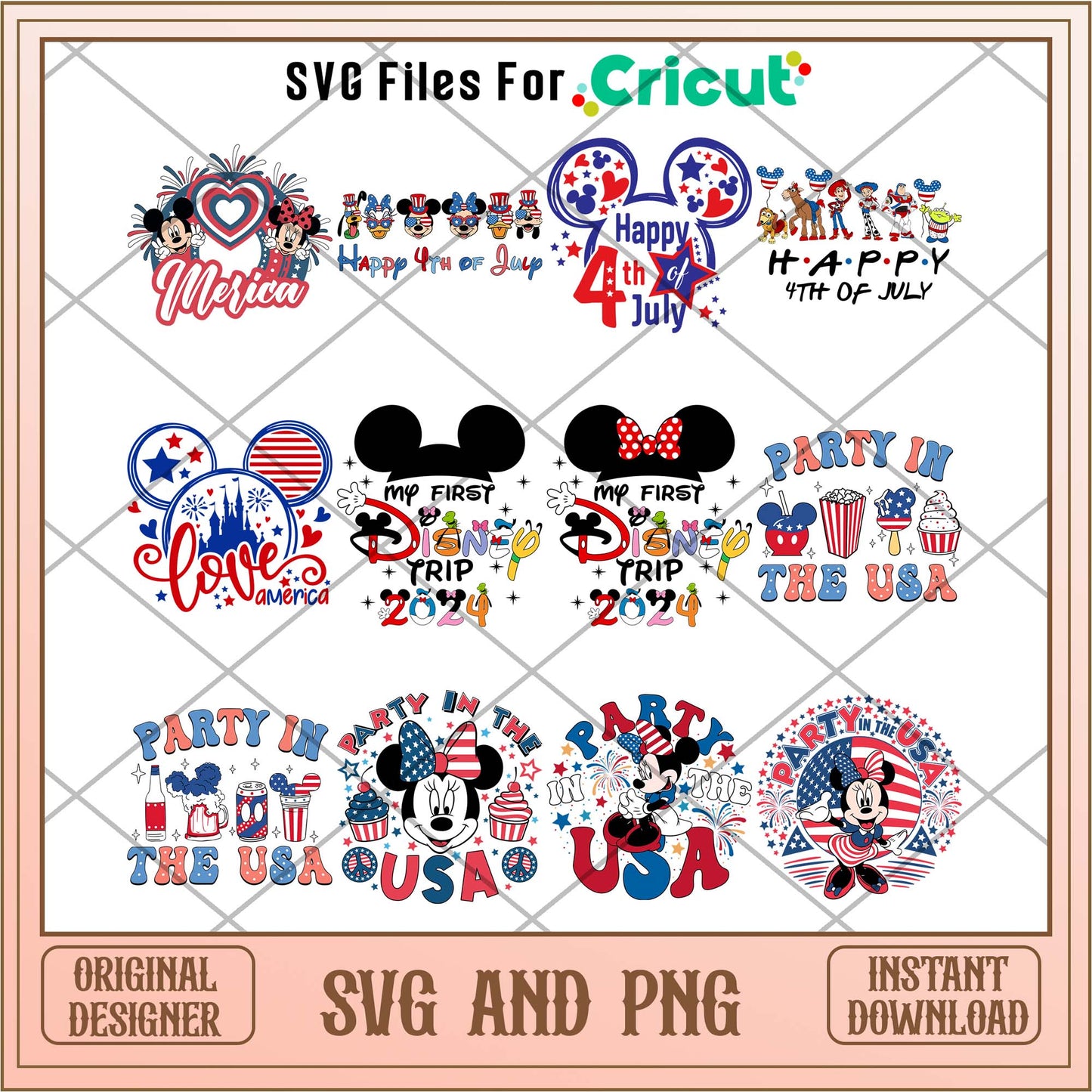 Disney 4ht of july party in the USA svg bundle