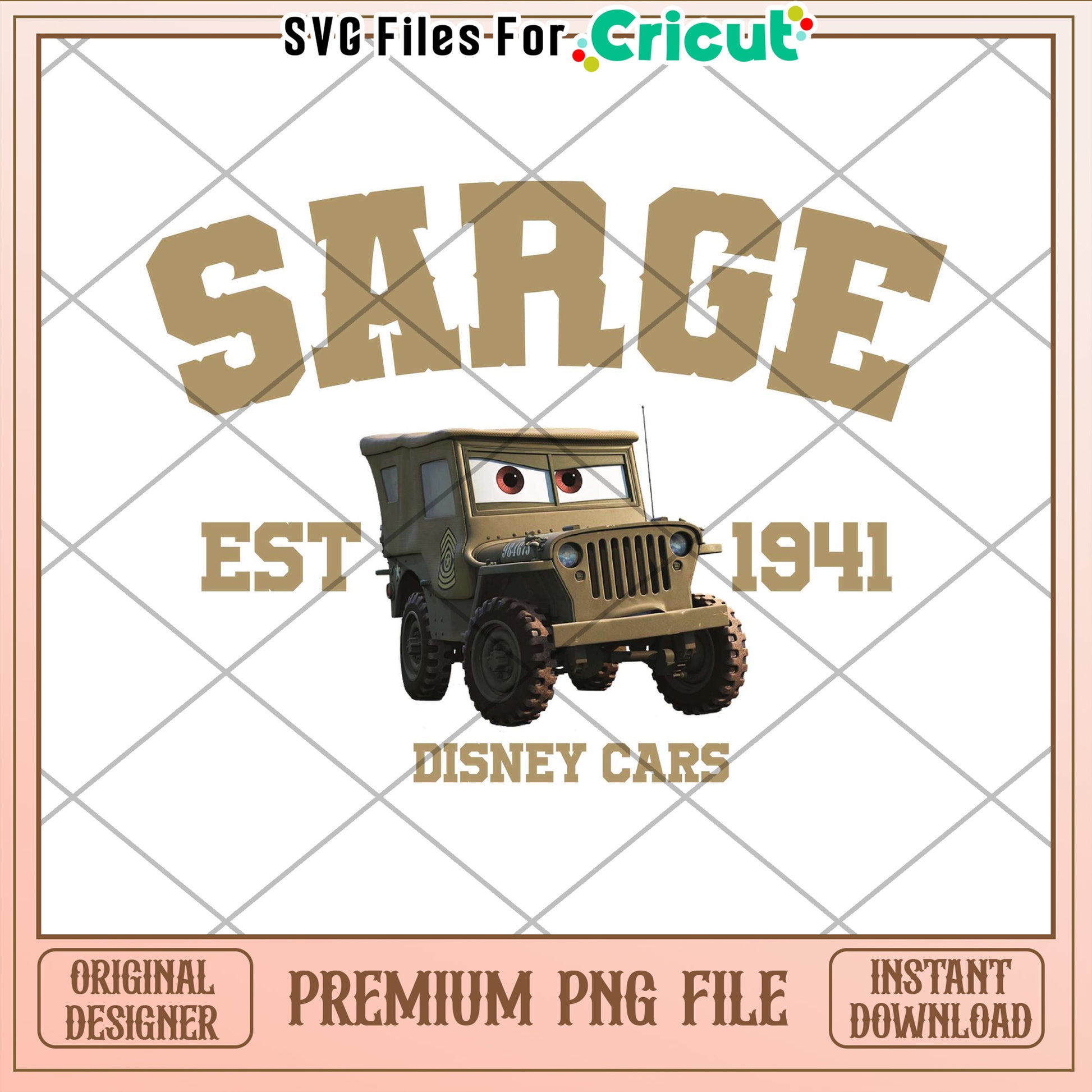 Disney Cars Sarge PNG Instant Download