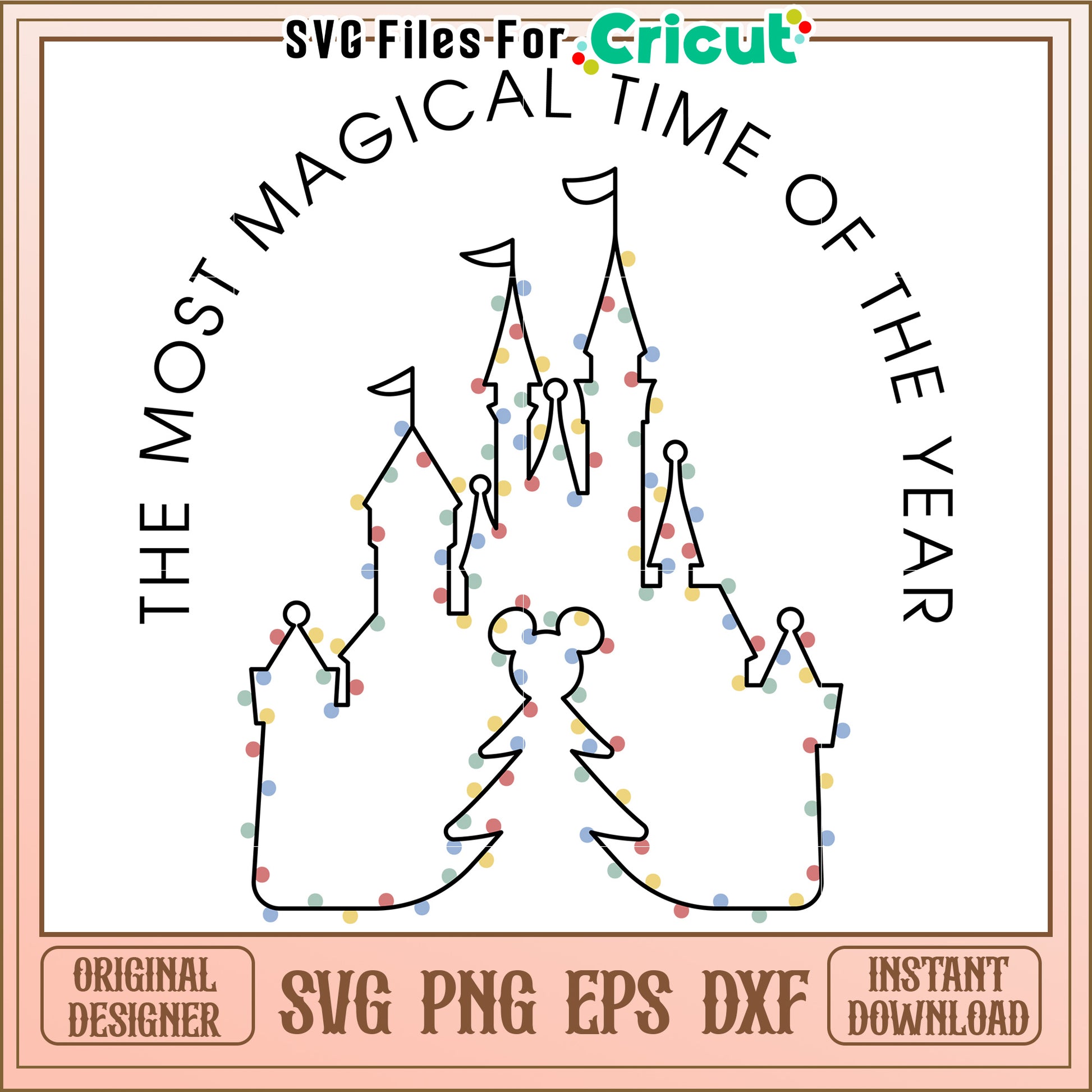 Disney Castle Christmas SVG Design Instant Download