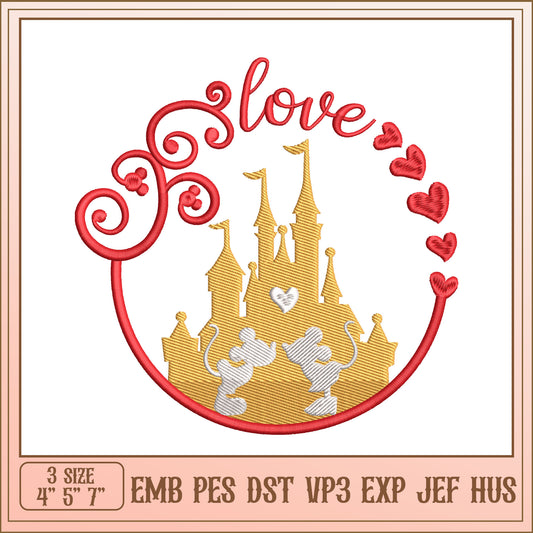 Disney Castle Love Embroidery Design