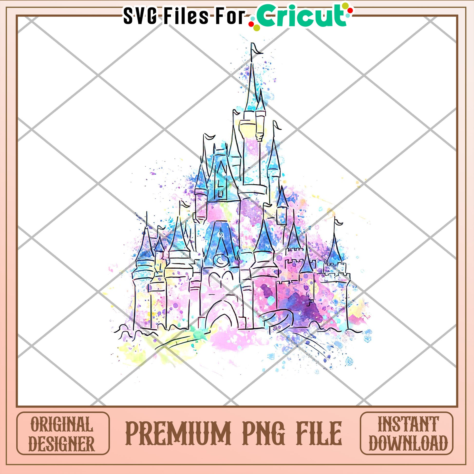 Disney Castle Watercolor PNG Cricut