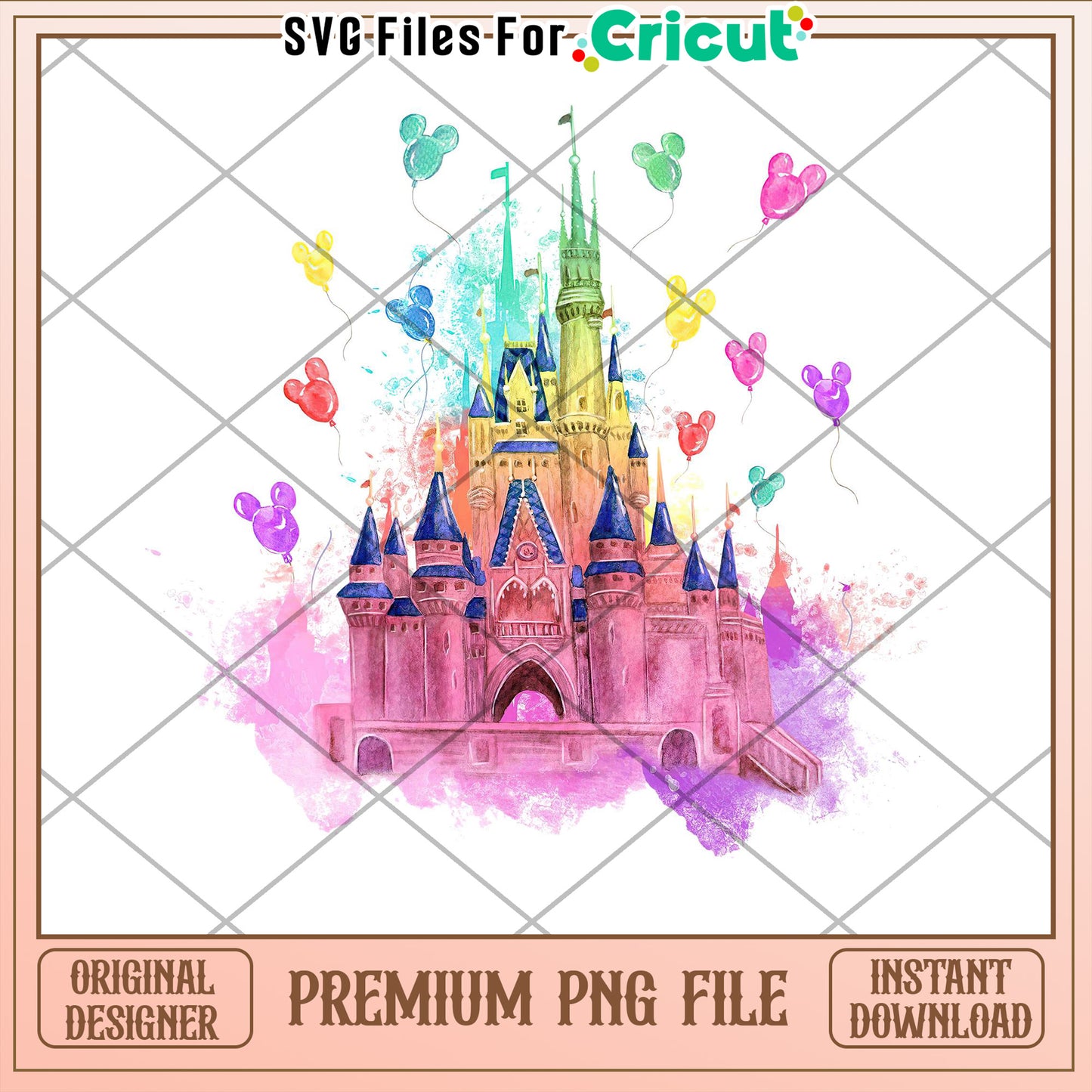 Disney Castle Watercolor PNG Instant Download