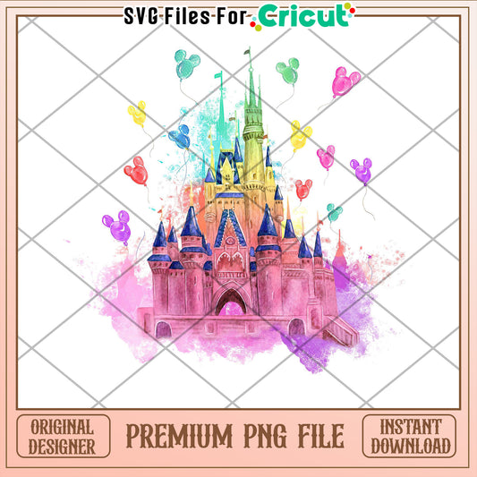 Disney Castle Watercolor PNG Instant Download