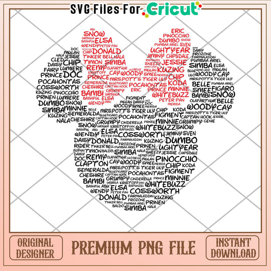 Disney Characters PNG Cricut File