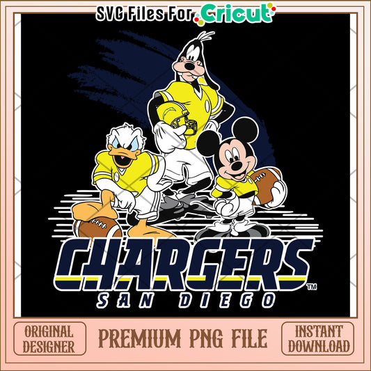 Disney Chargers Football Design, download premium PNG file now