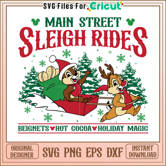 Disney Chipmunk Sleigh Ride SVG Design