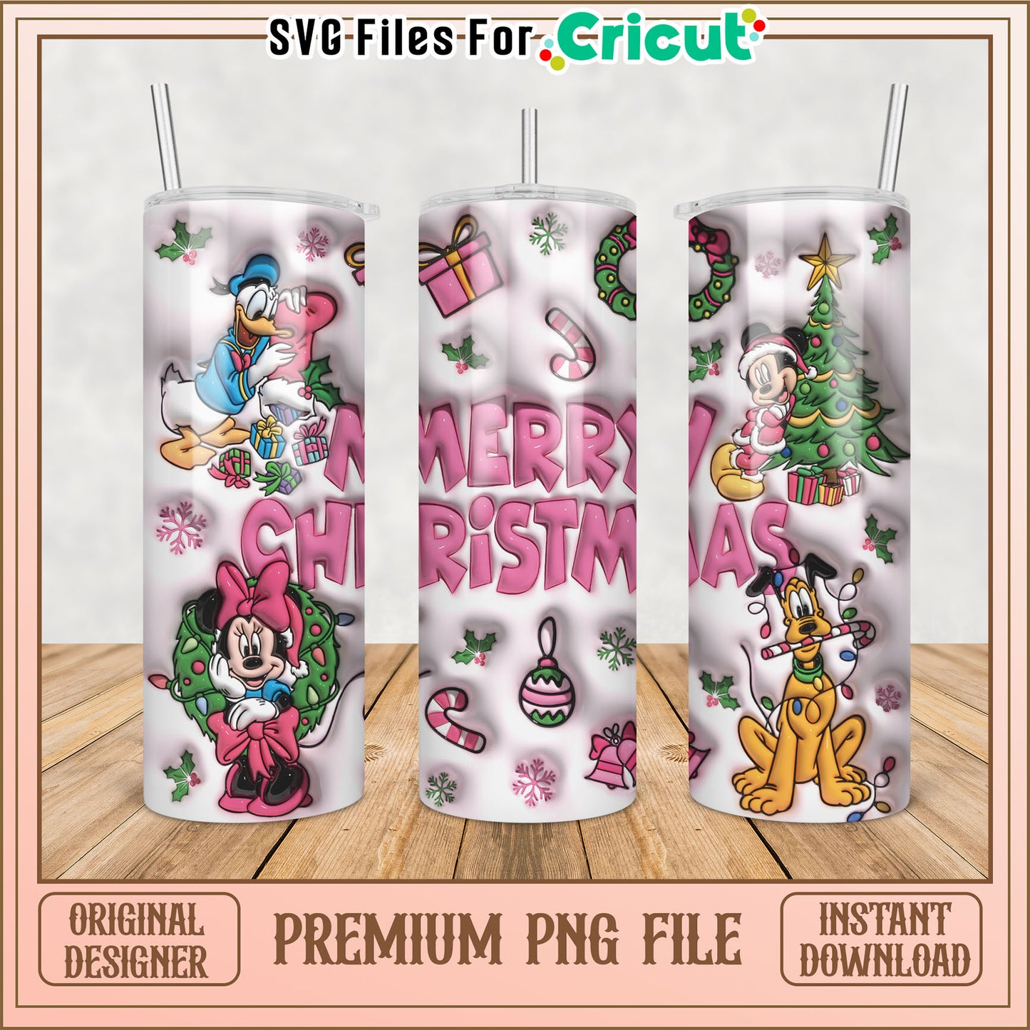 Disney Christmas Tumbler PNG Sublimation