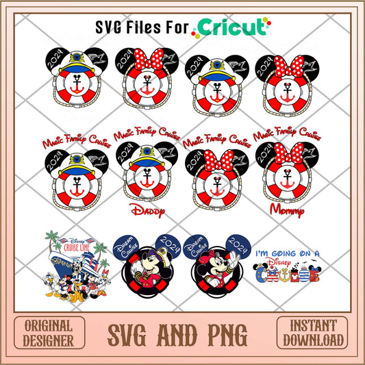 Disney Cartoon Cruise Family svg bundle 