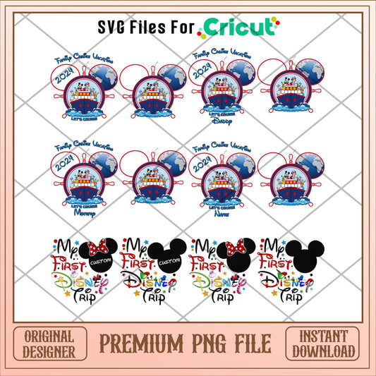 Disney Mickey head Cruise Vacation png bundle