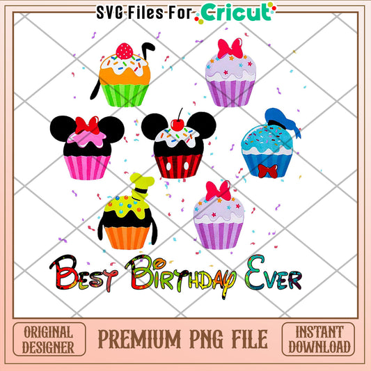 Disney Cupcake Birthday PNG Instant Download