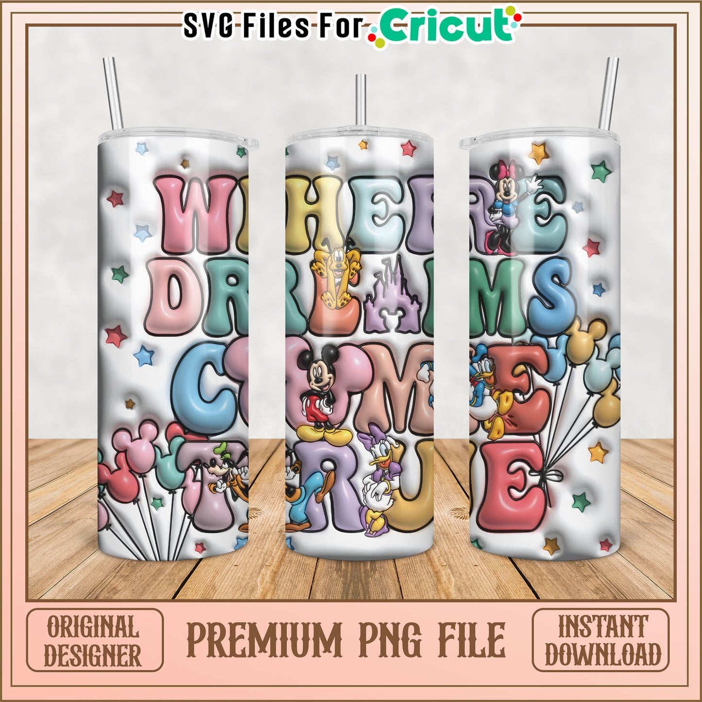 Disney Dreams Tumbler PNG Design