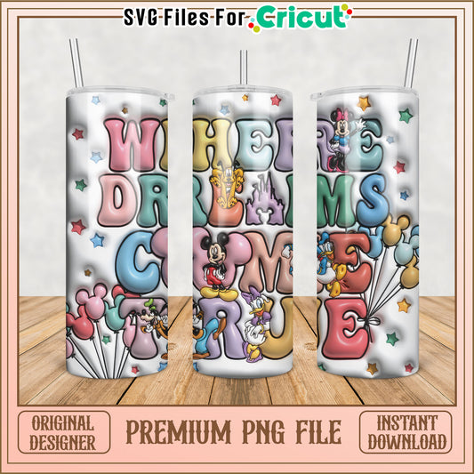 Disney Dreams Tumbler PNG Design