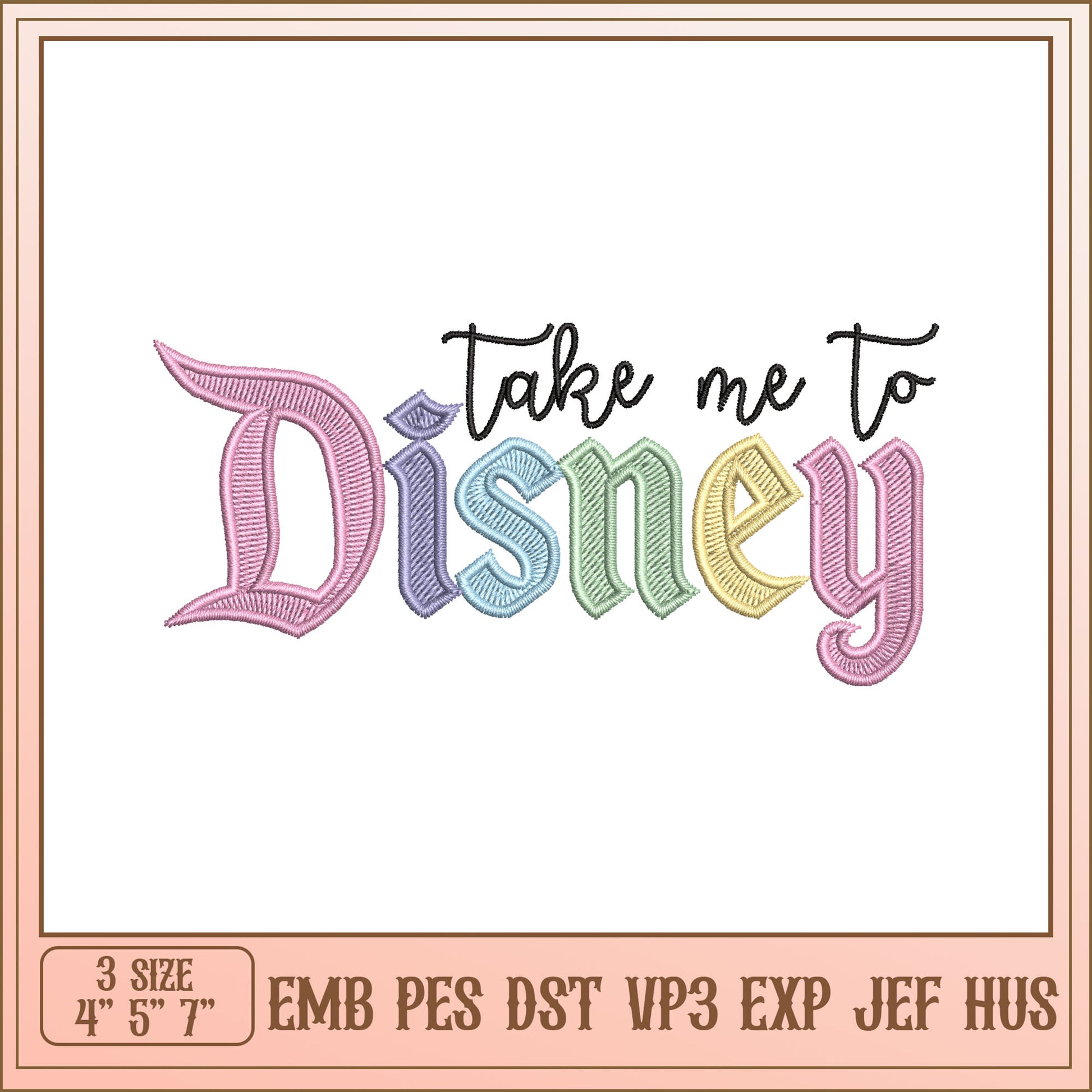 Disney Embroidery Design Pastel