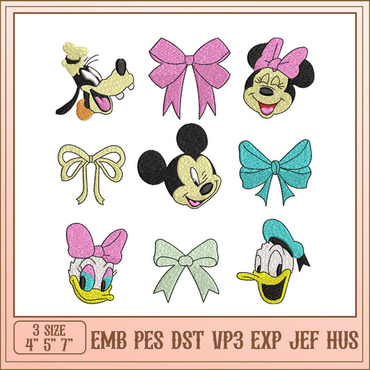 Disney Embroidery Designs Bow & Characters