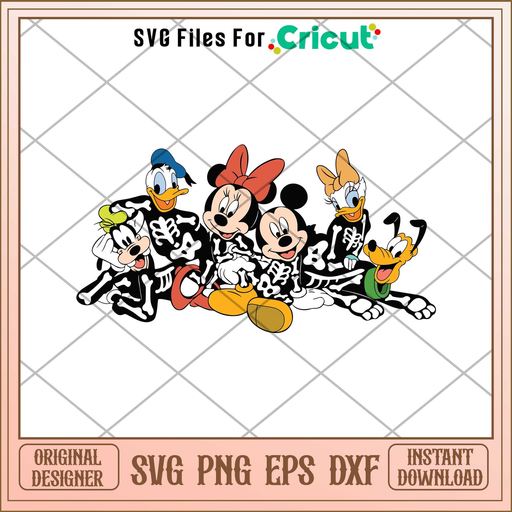 Disney Friends Skeleton Custume svg, Disney characters svg, Digital Download