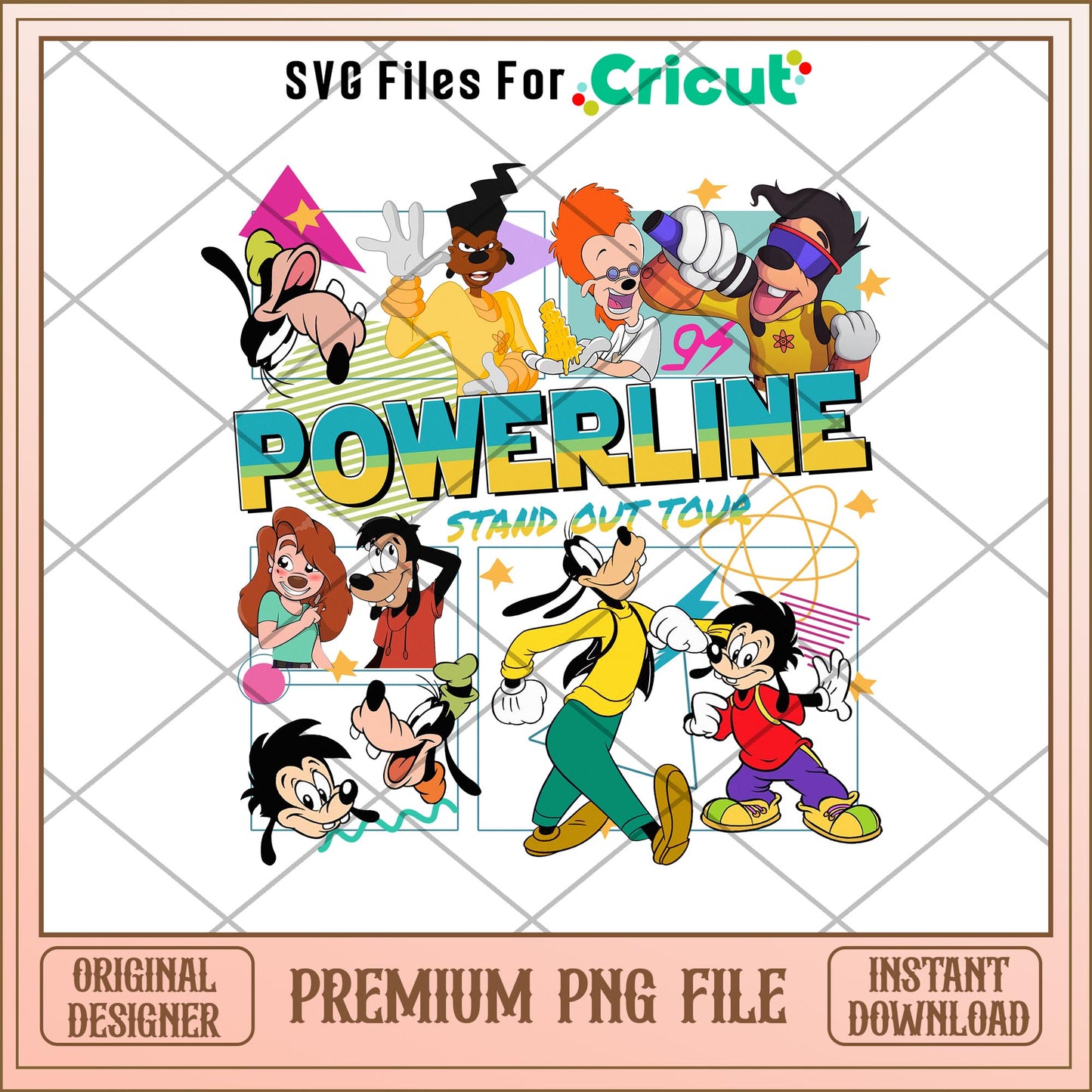 Disney Goofy Movie Powerline Stand Out Tour logo png, Disney characters png, Digital Download