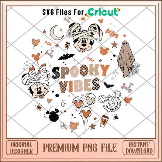 Disney Halloween Mickey Spooky Vibes png, Disney characters png, Digital Download