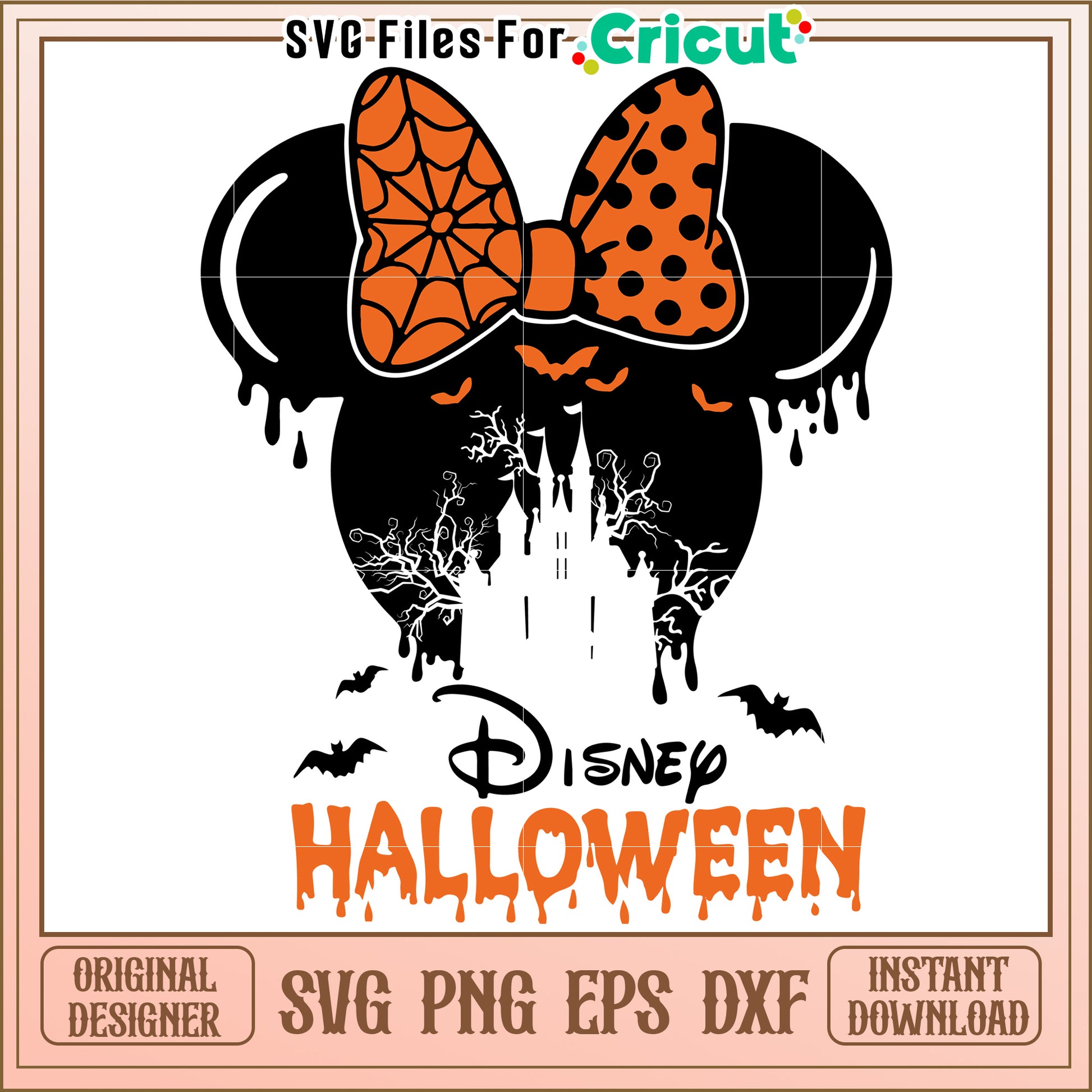 Disney Halloween SVG Design with Mickey Mouse and Spider Web Bow