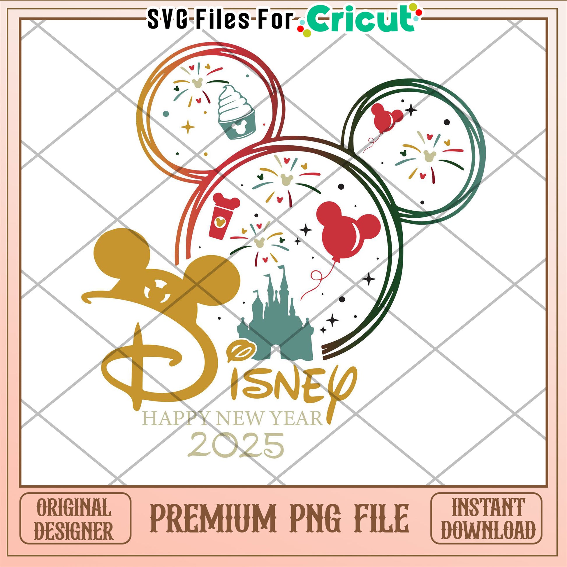 Disney Happy New Year 2025 PNG Design