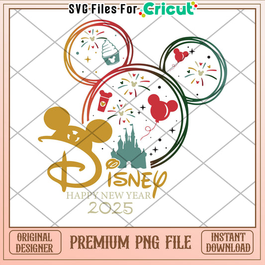 Disney Happy New Year 2025 PNG Design