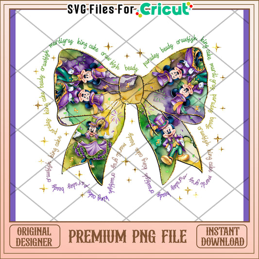 Disney Mardi Gras Bow PNG Design