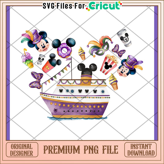 Disney Mardi Gras PNG, Mickey Mouse Ship