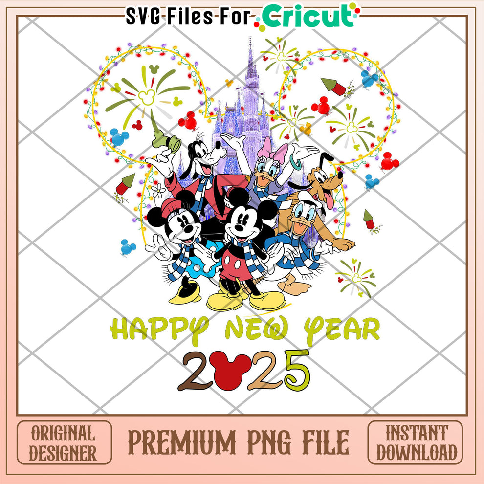 Disney Mickey Mouse Happy New Year 2025 PNG – svg files for cricut