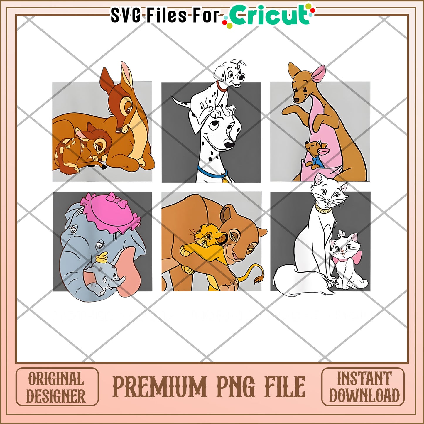 Disney Mom Baby Animals PNG Cricut Files