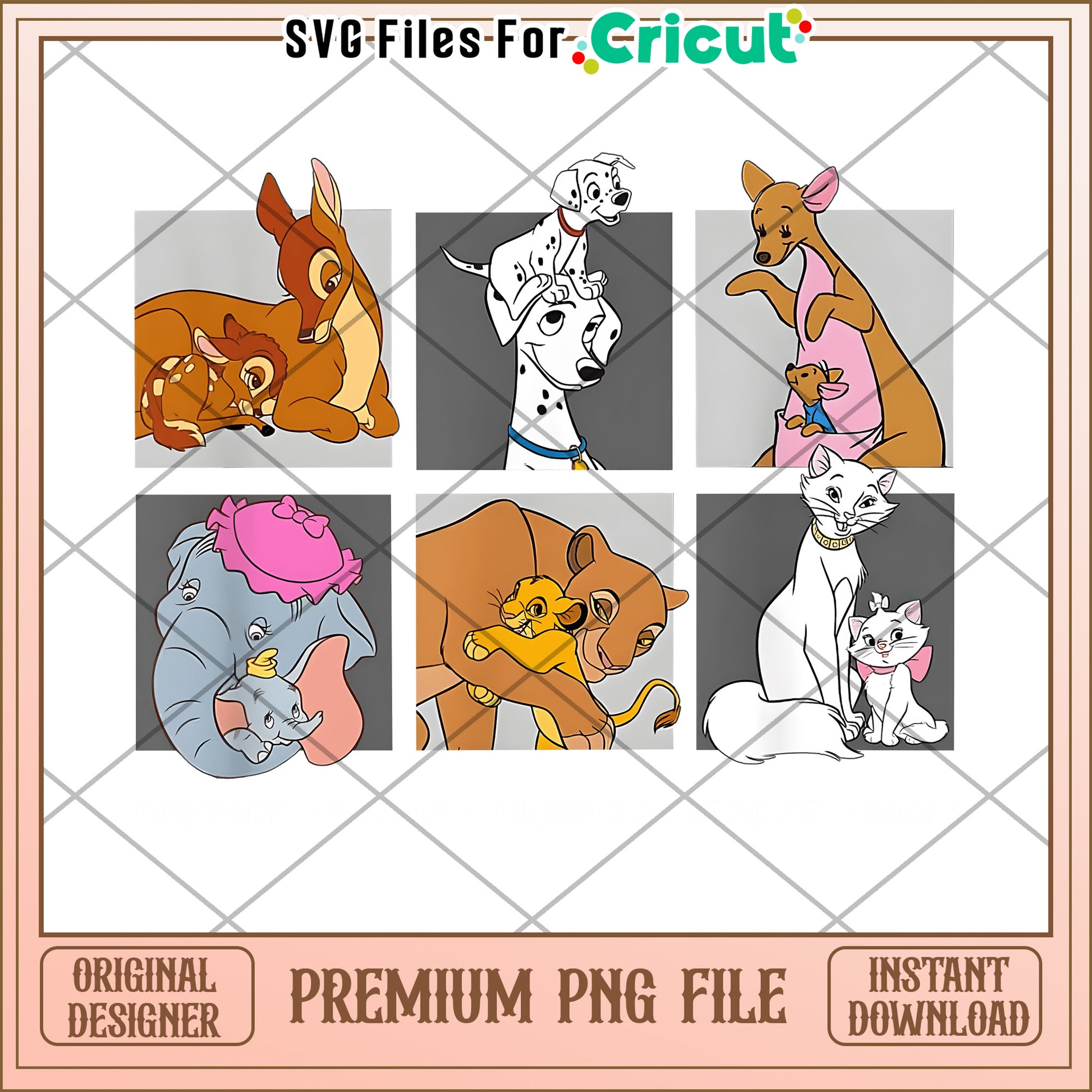 Disney Mom Baby Animals PNG Cricut Files