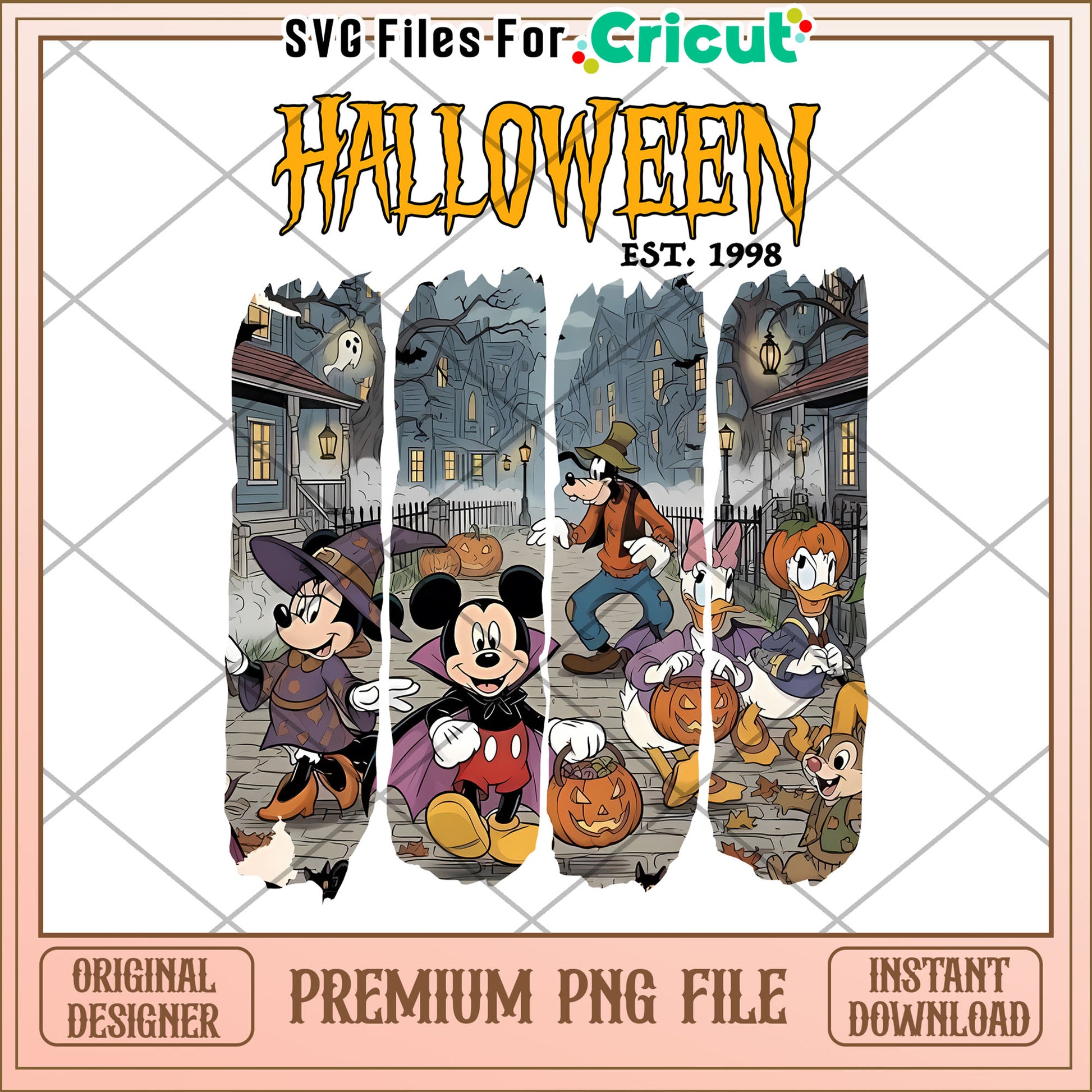 Disney Mouse and Friend Halloween Est.1998 png, spirit halloween​ png, halloween decor png
