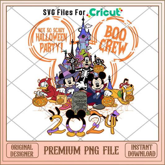 Disney Not So Scary Halloween Party boo crew png, Disney characters png, Digital Download