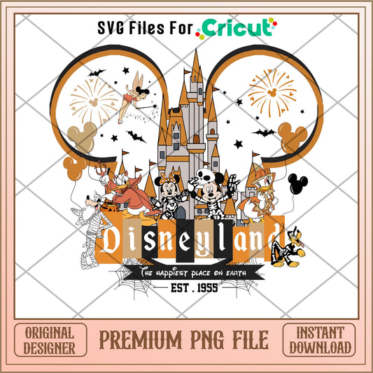 Disney Parks Disneyland Resort EST. 1955 Happiest Place on Earth png, Disney characters png, Digital Download