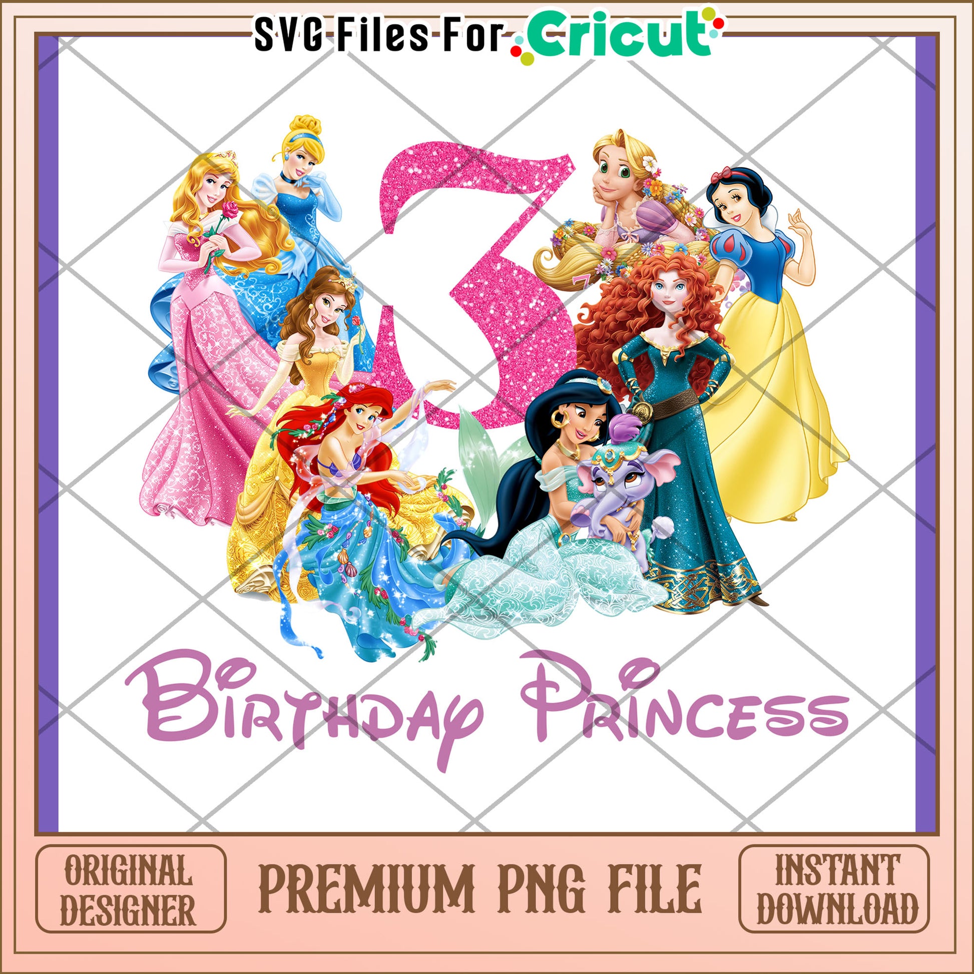 Disney Princess Birthday PNG Design