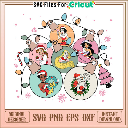 Disney Princess Christmas Ornaments SVG