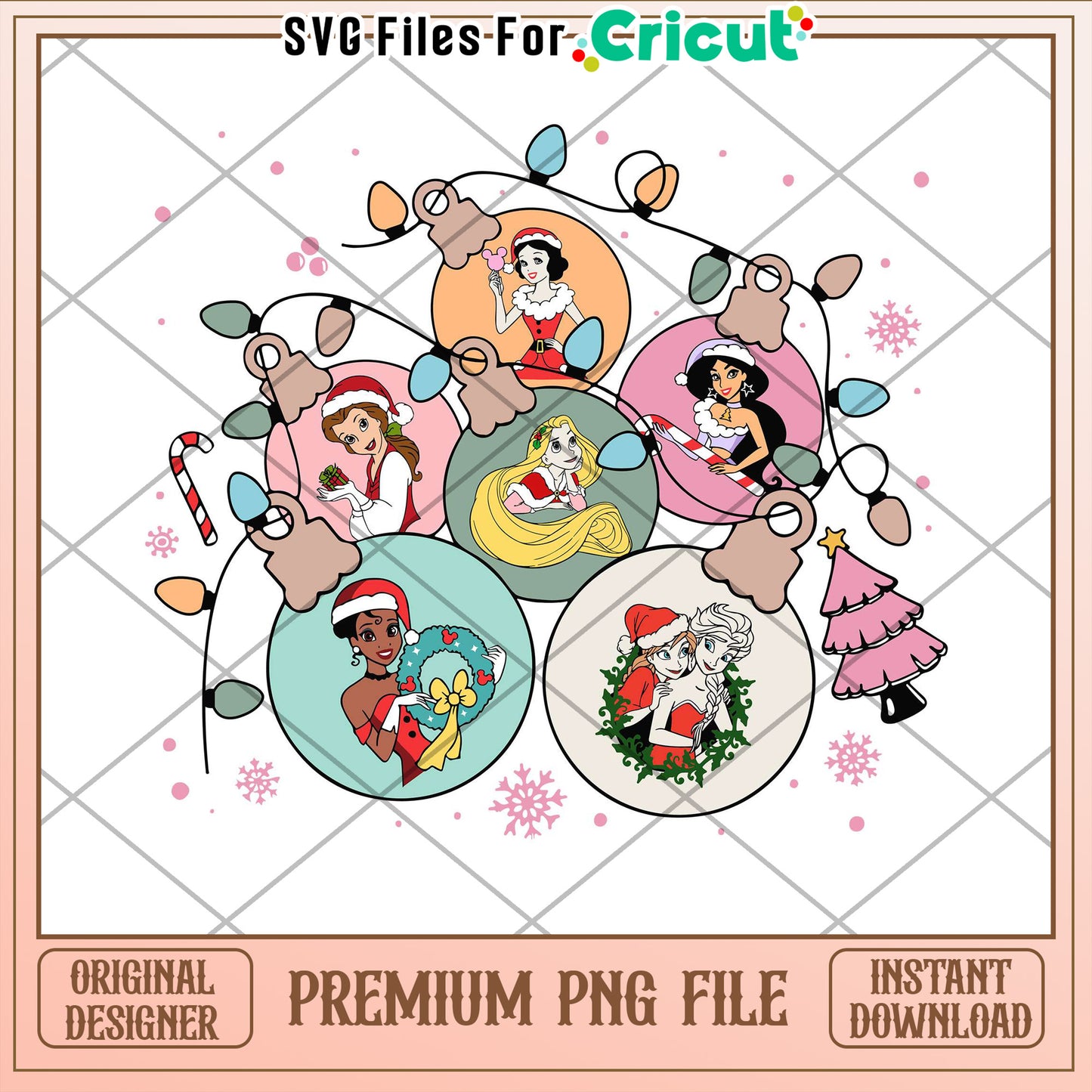 Disney Princess Christmas PNG Ornaments