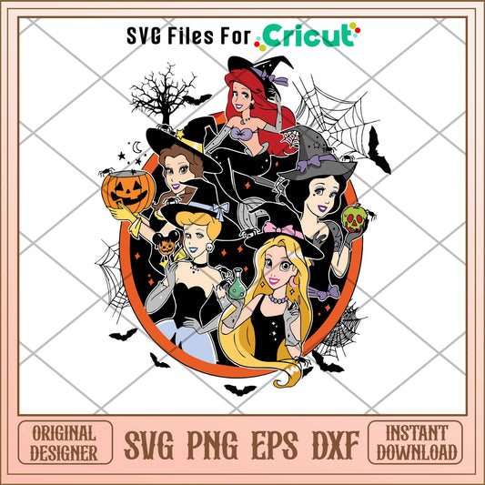 Disney Princess Halloween Svg Bundle, Disney princess name svg,   digital download