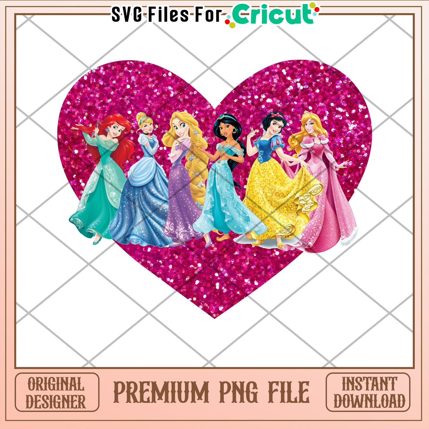 Disney Princess Heart PNG Glitter Cricut