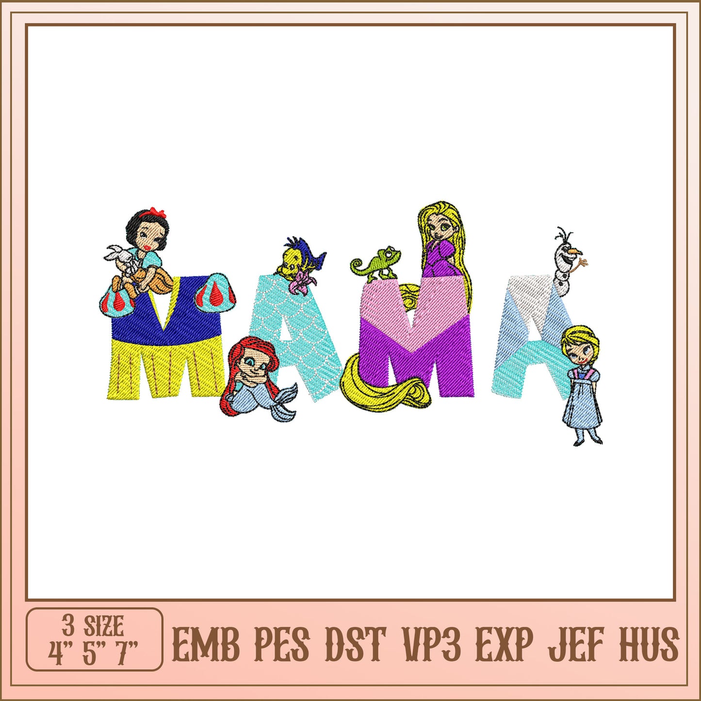 Disney Princess Mama Embroidery Design