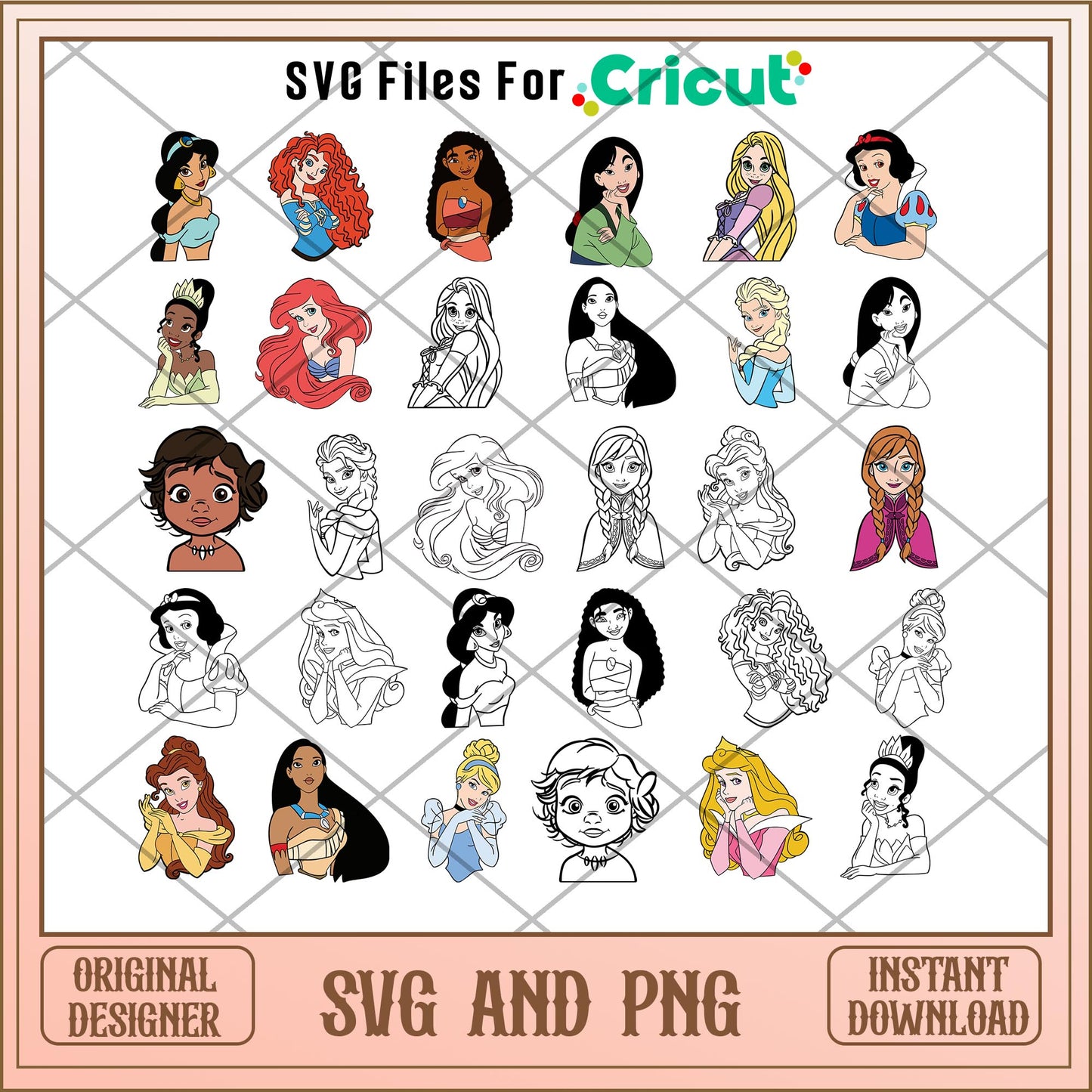 Disney Princess characters SVG bundle 