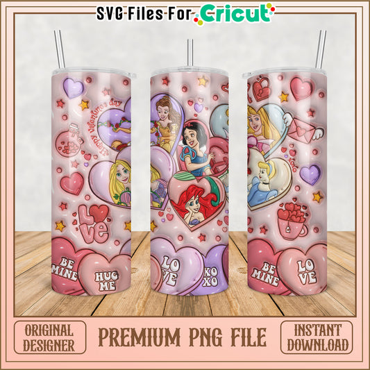 Disney Princess Valentines Tumbler PNG