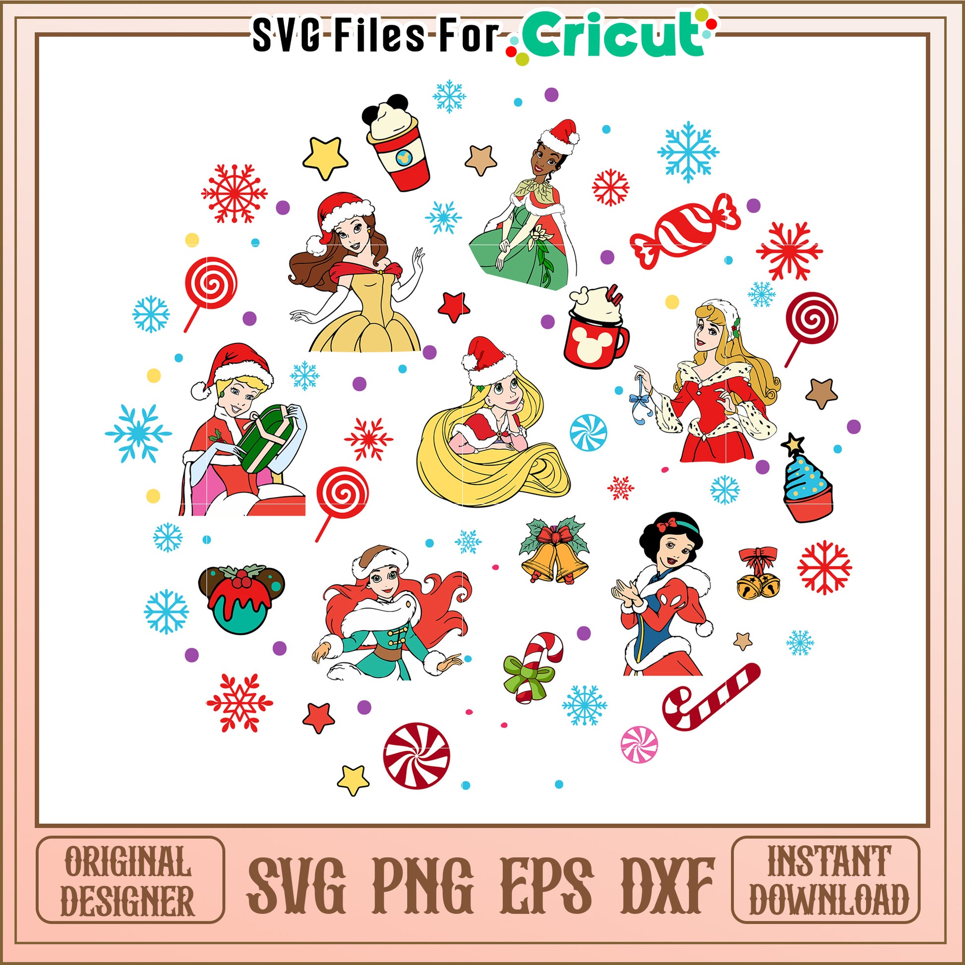 Disney Princesses Christmas SVG PNG EPS DXF