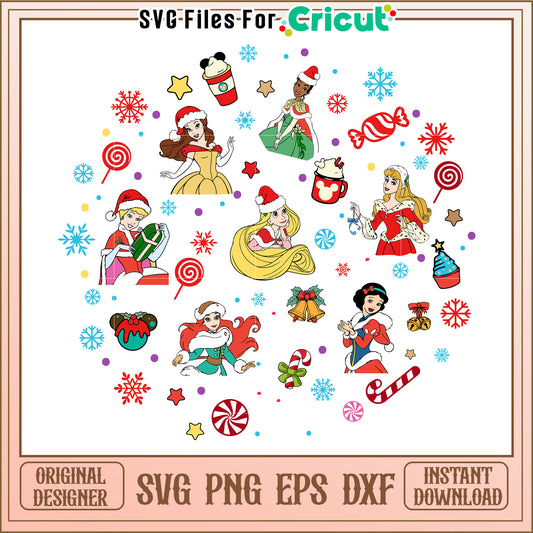 Disney Princesses Christmas SVG PNG EPS DXF